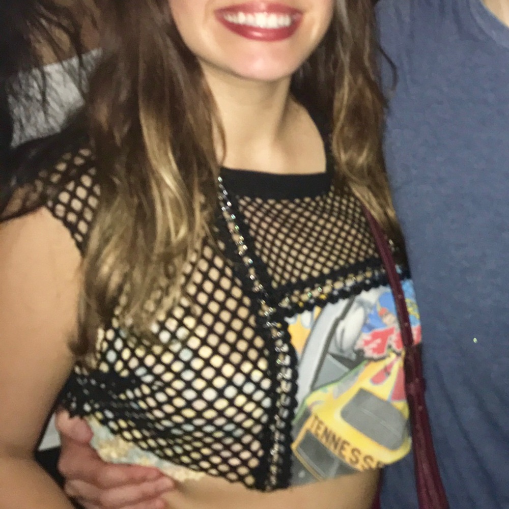 LF Fishnet Furst of a Kind chain crop top